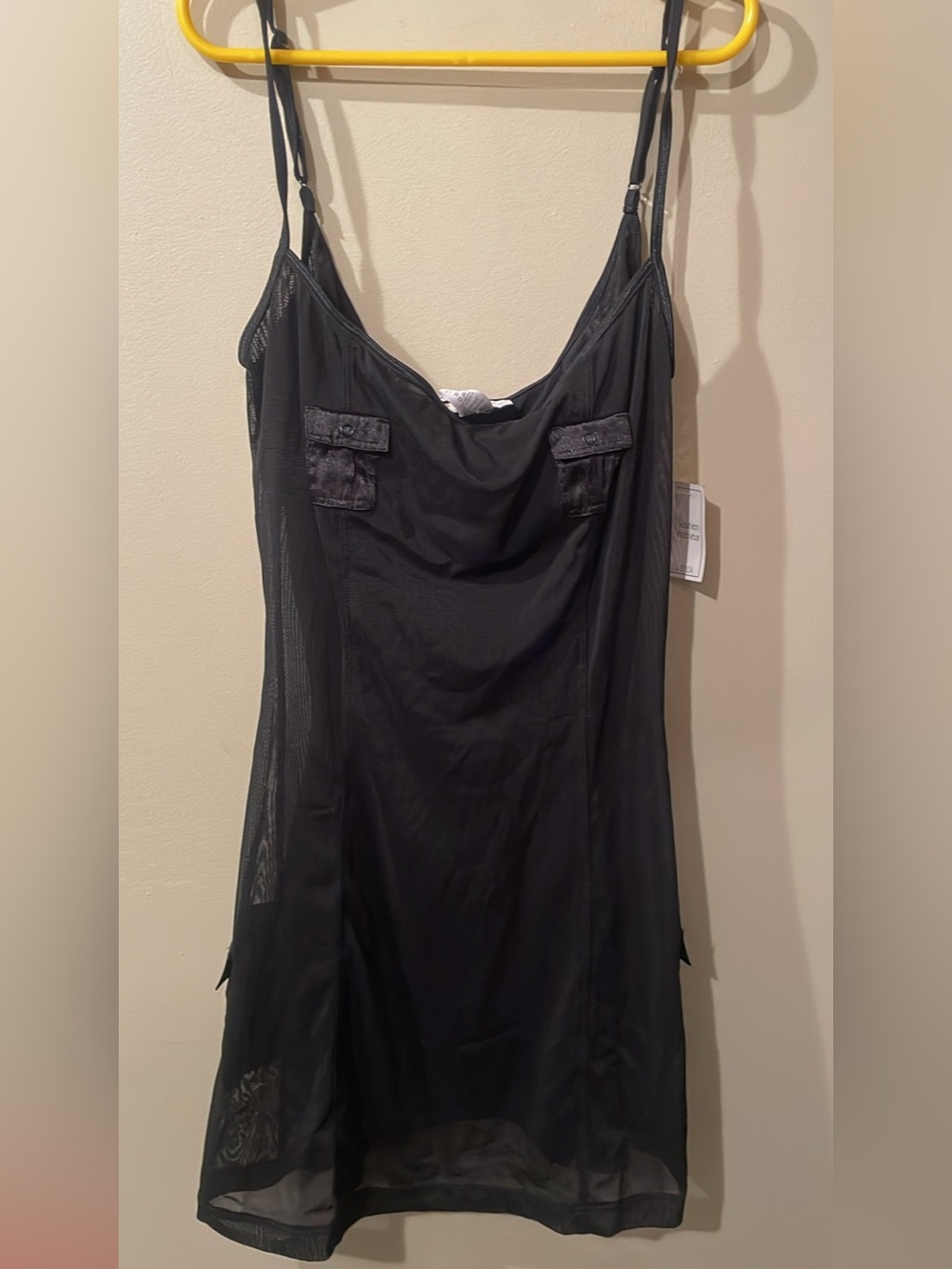 La SENZA Black Sheer Slip Dress with Decorative Bust Flaps